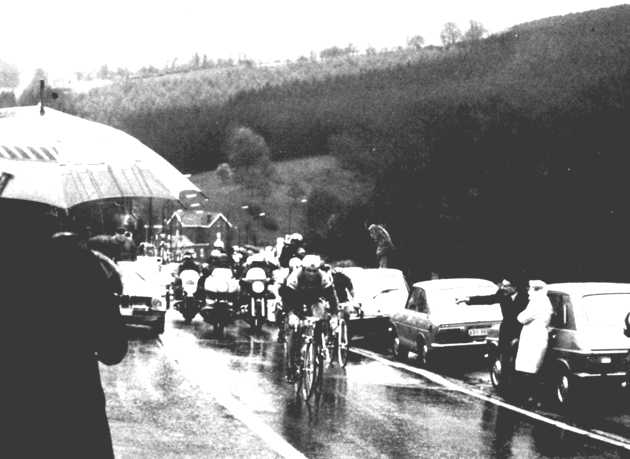 21 year old Hinault powers through the rain en route to winning his
second classic in just five days.